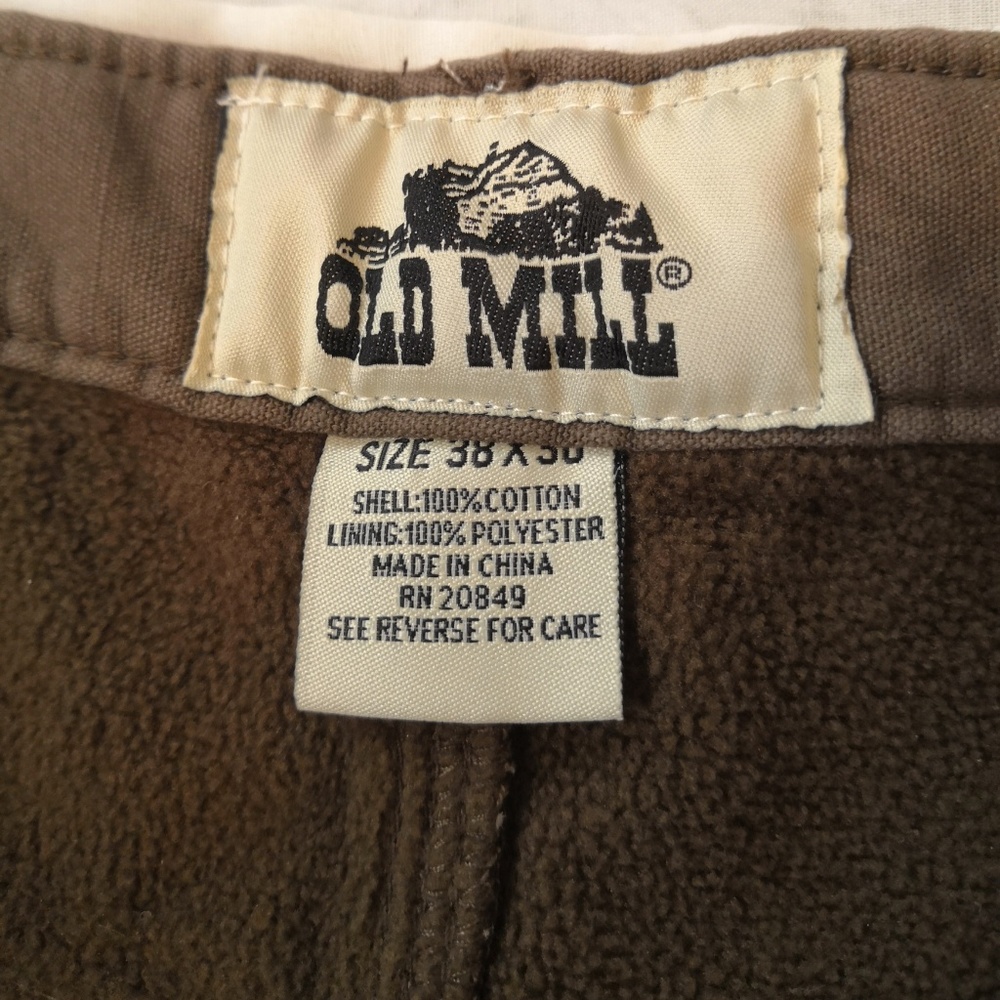 Old Mill Men's Brown Fleece Lined Pants 38 x 30